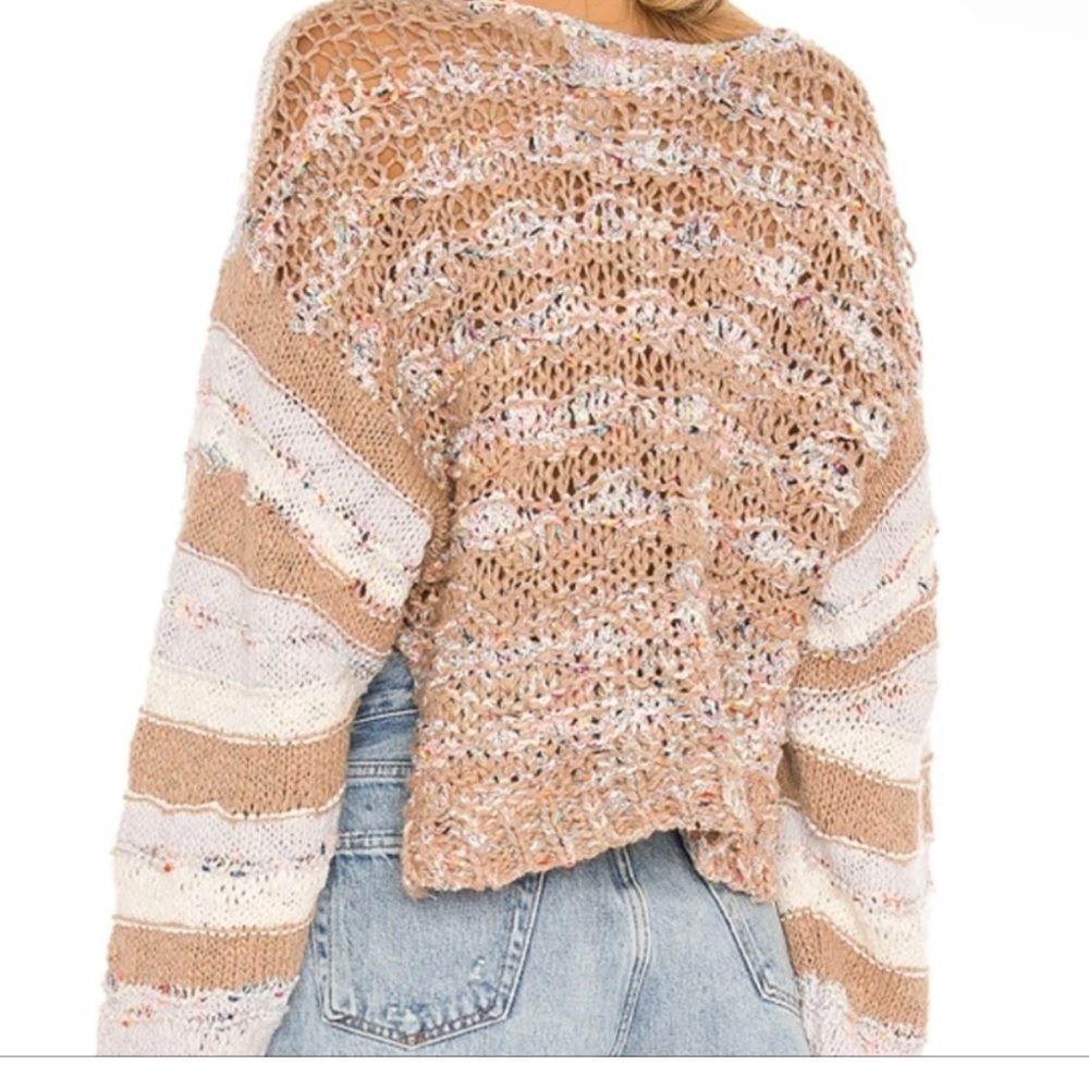 Free People Lake Life Pullover Open Knit Cropped Sweater in Sunset Sand Size XS - Picture 2 of 11